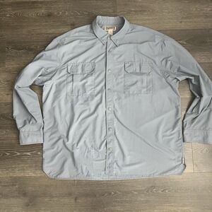 Duluth Trading‎ Action Shirt Mens 2XL Blue Ripstop Fishing Vented Pockets Button